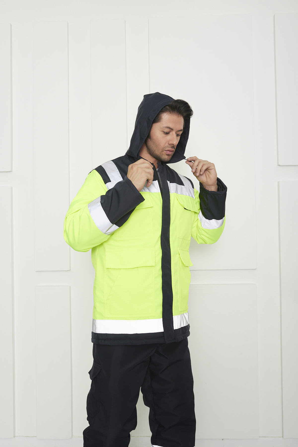 Çift Renkli Reflektörlü Oxford İş Kabanı, Montu